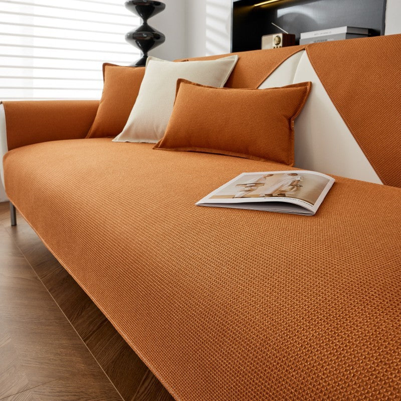 Waffle Solid Color Cream Sofa Cushion Waterproof Non-slip