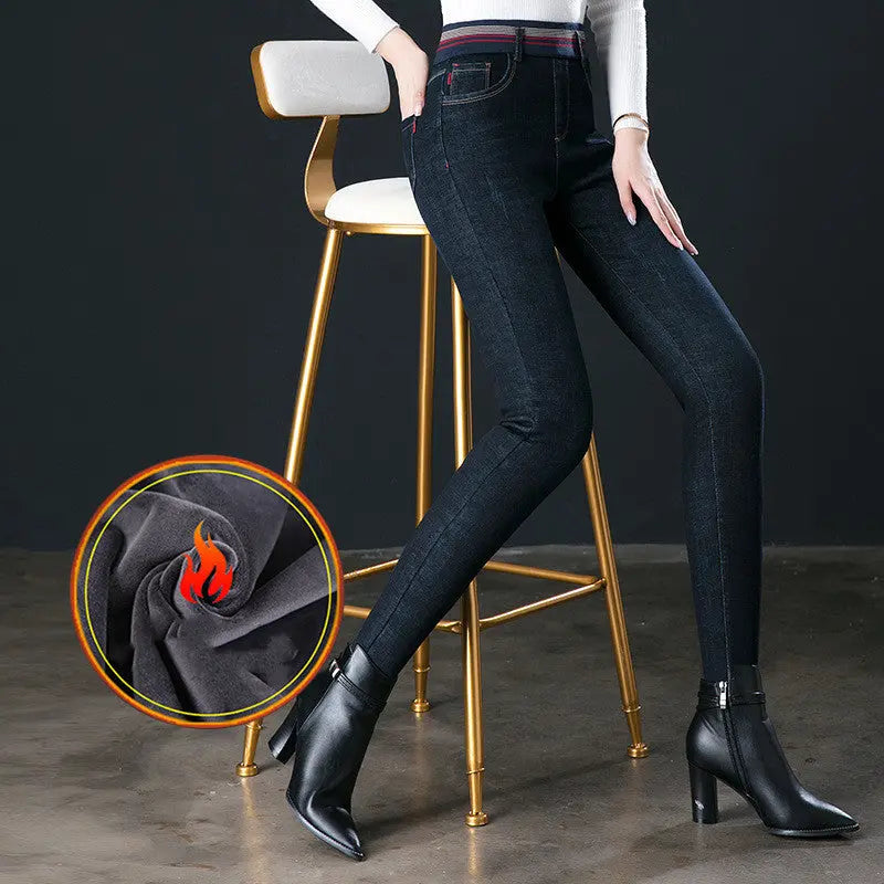 Women's winter plush thick jeans Nipaaj