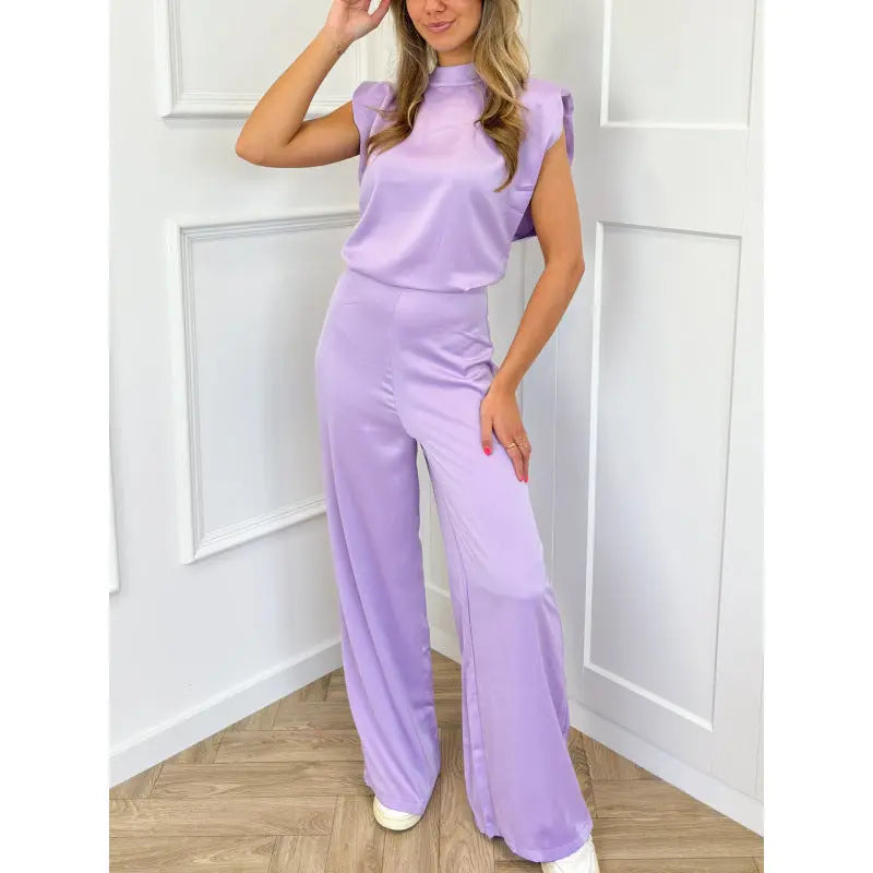 Backless Evening Dress Jumpsuit Solid Color Casual Straight Pants null