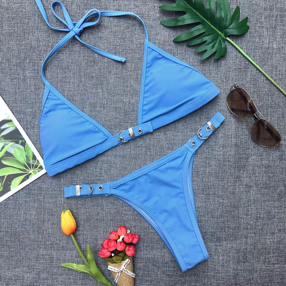 Swimwear Adjust Swimming Suit for Women Bikinis Sexy Solid Swimsuit Female Black Thong Bikini Set Brazilian Bathing Suits null