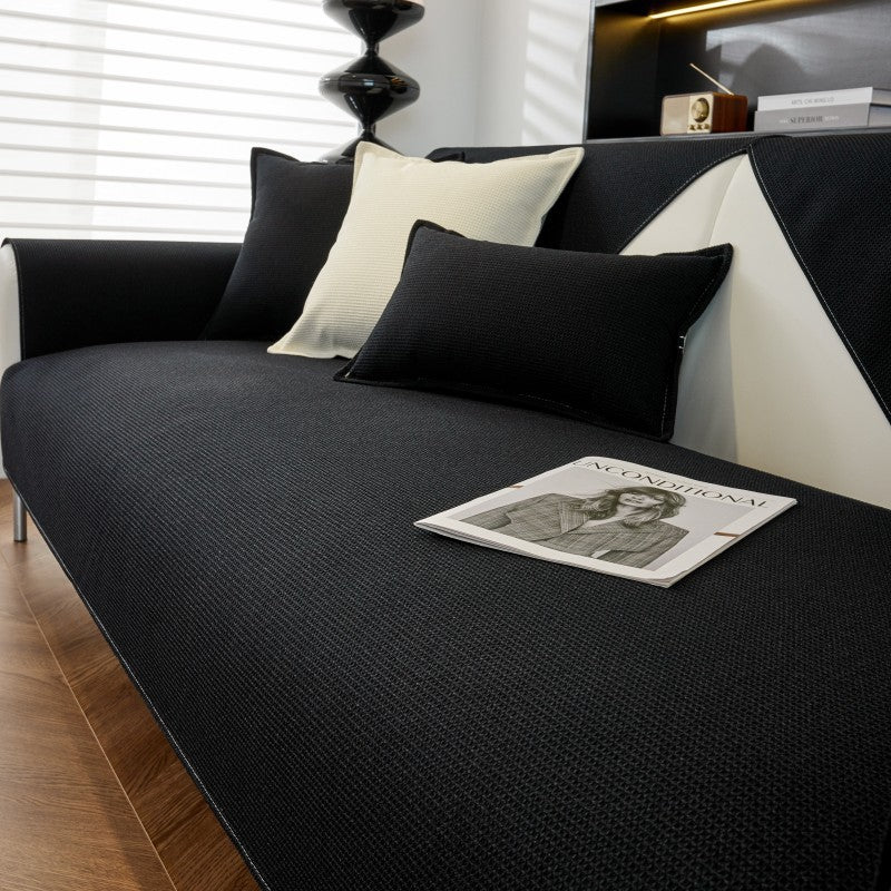 Waffle Solid Color Cream Sofa Cushion Waterproof Non-slip
