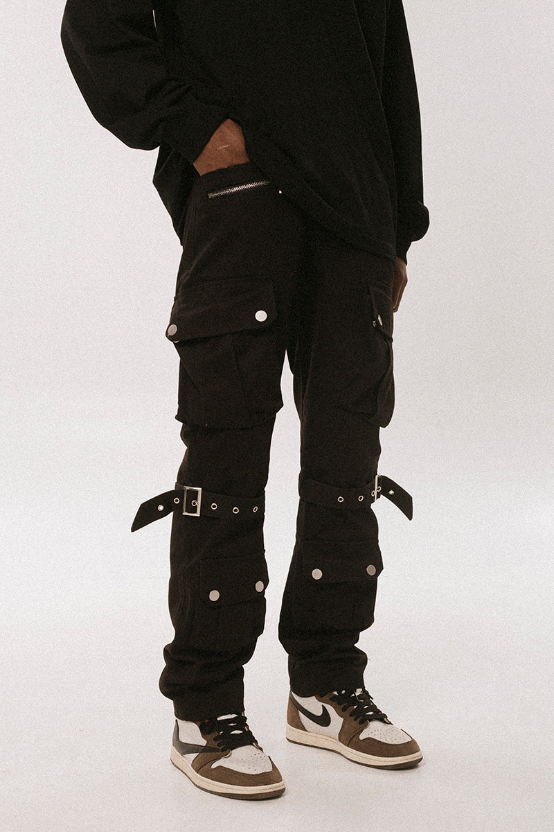 Black And Brown Multi-Pocket Trousers