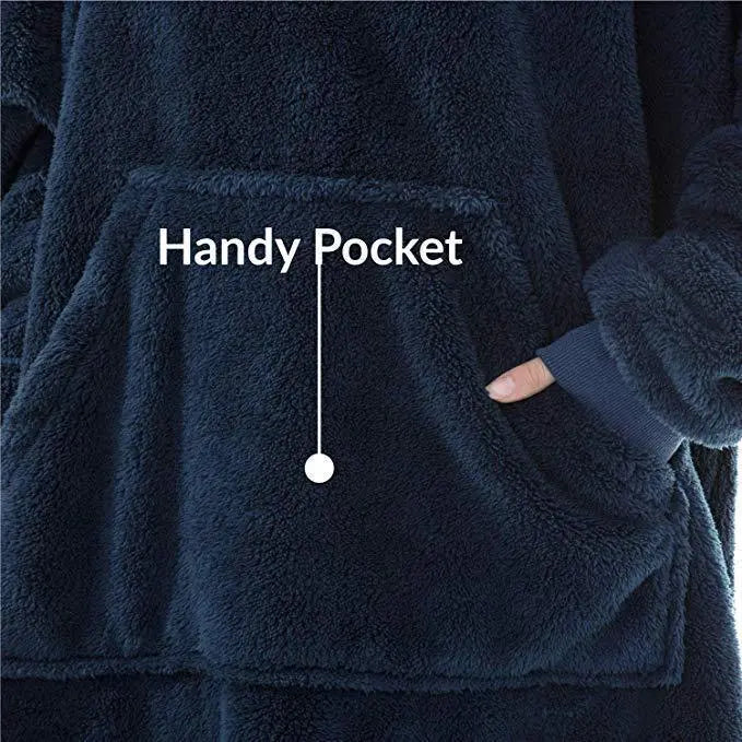 Hoodie Sweatshirt With Big Pocket Tops Sweater Comfortable Loose Double-Sided Fleece Thicker Wearable Blanket Nipaaj