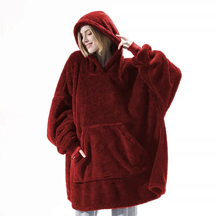 Hoodie Sweatshirt With Big Pocket Tops Sweater Comfortable Loose Double-Sided Fleece Thicker Wearable Blanket Nipaaj