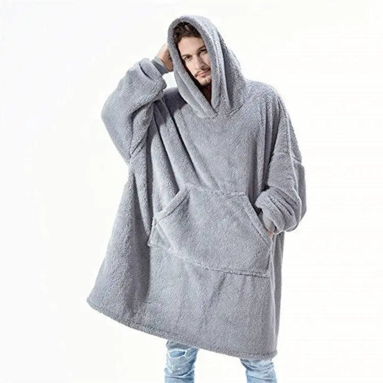 Hoodie Sweatshirt With Big Pocket Tops Sweater Comfortable Loose Double-Sided Fleece Thicker Wearable Blanket Nipaaj