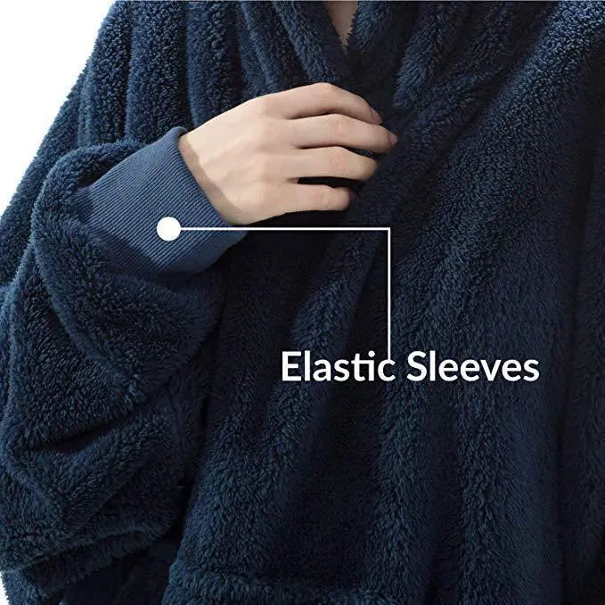 Hoodie Sweatshirt With Big Pocket Tops Sweater Comfortable Loose Double-Sided Fleece Thicker Wearable Blanket Nipaaj