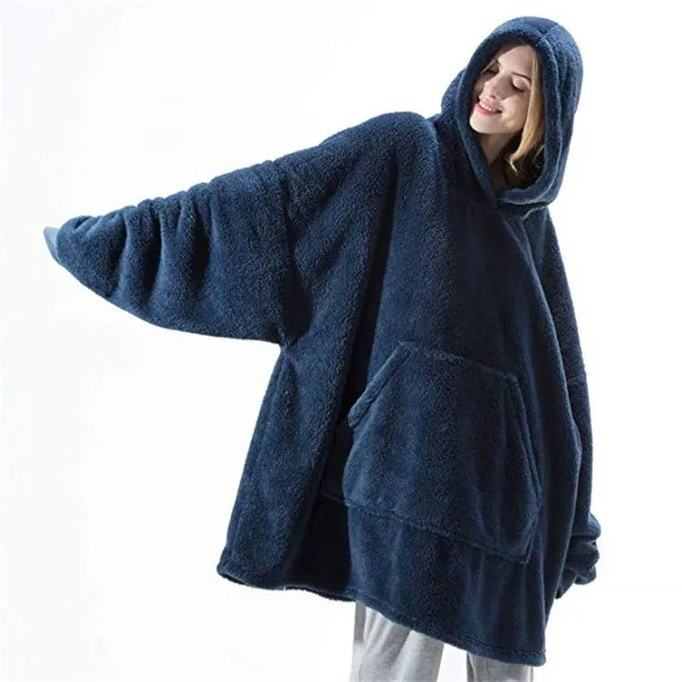 Hoodie Sweatshirt With Big Pocket Tops Sweater Comfortable Loose Double-Sided Fleece Thicker Wearable Blanket Nipaaj