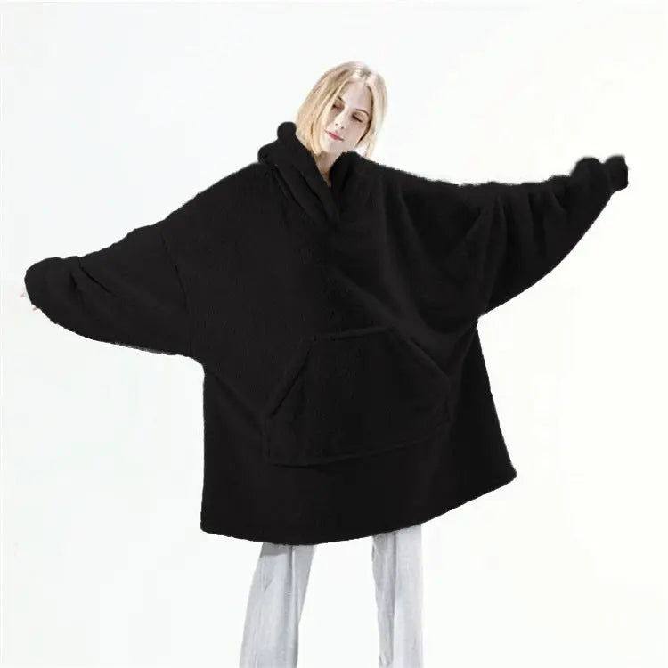 Hoodie Sweatshirt With Big Pocket Tops Sweater Comfortable Loose Double-Sided Fleece Thicker Wearable Blanket Nipaaj