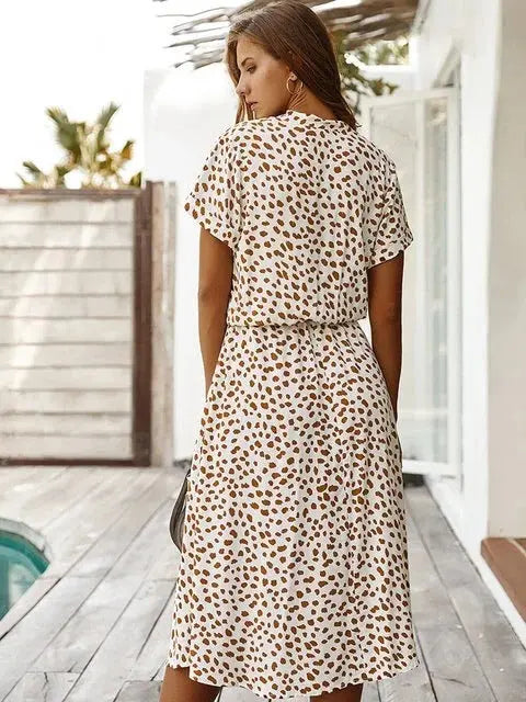 New European And American Vacation Short-sleeved Dress null