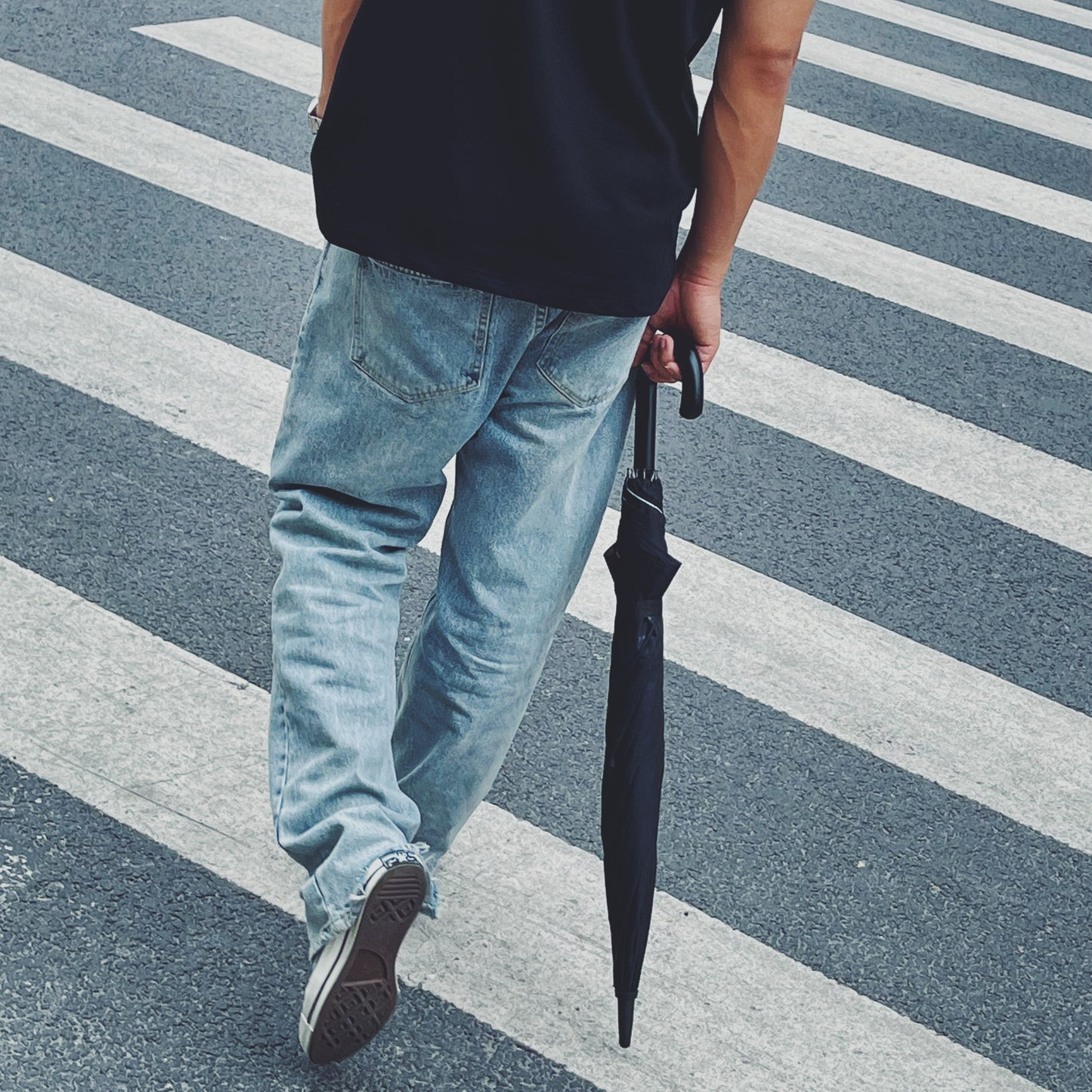 Casual Japanese Trendy Street Style Light Blue Washed Loose Trousers Design Jeans