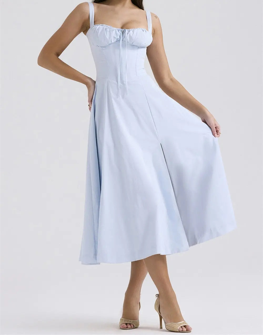 Mid-length Corset Elegant Slit Lace-up Women's Outing Leisure Dress null