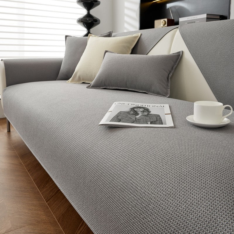 Waffle Solid Color Cream Sofa Cushion Waterproof Non-slip