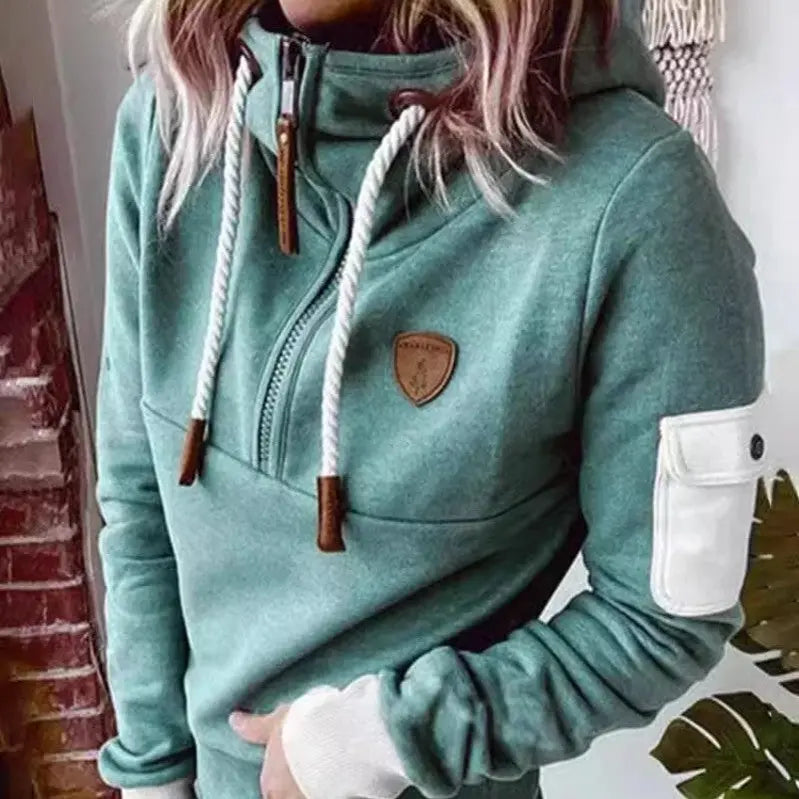Half Zipper Patchwork Sweater Women Nipaaj