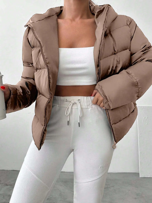 Women's Casual Solid Color Zipper Hoodie Jacket null