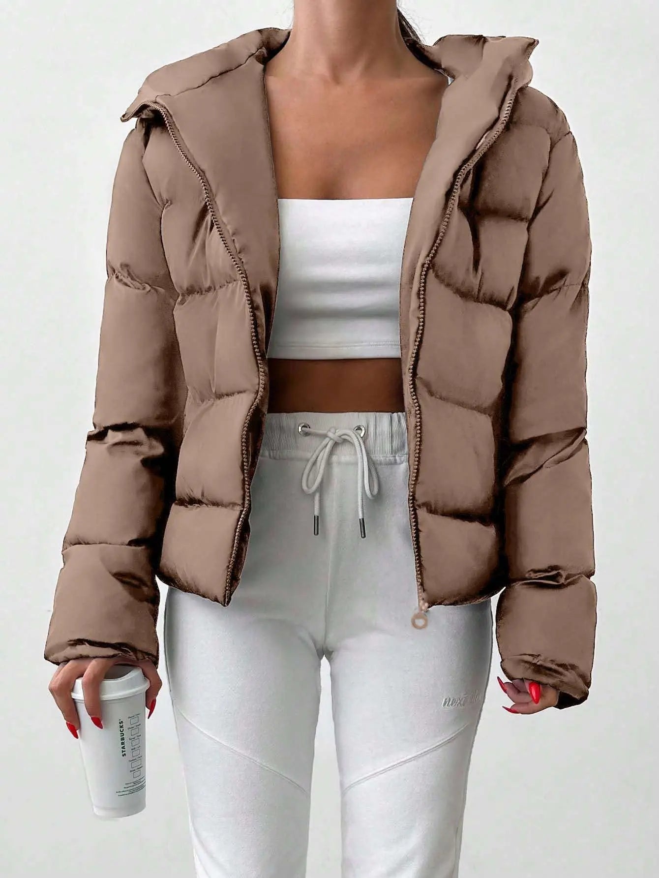 Women's Casual Solid Color Zipper Hoodie Jacket null