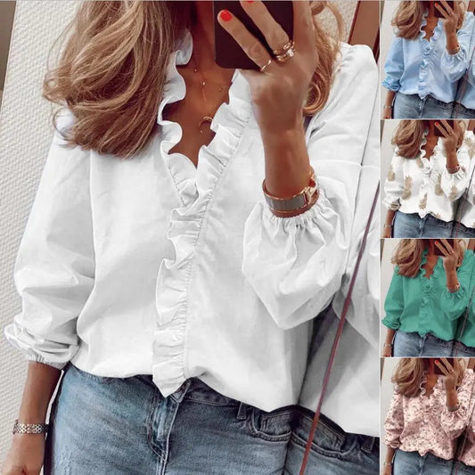 European and American new long-sleeved ruffled shirt Nipaaj