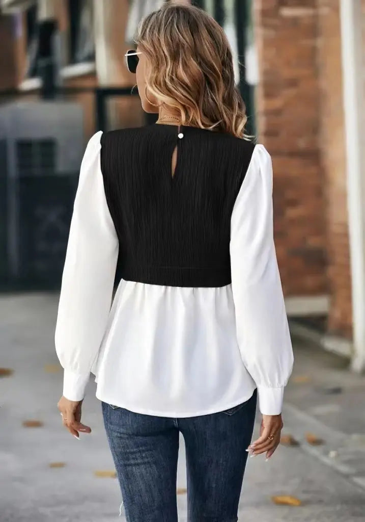 Wavy Stripes Stitching Fashion Temperament Blouse Nipaaj