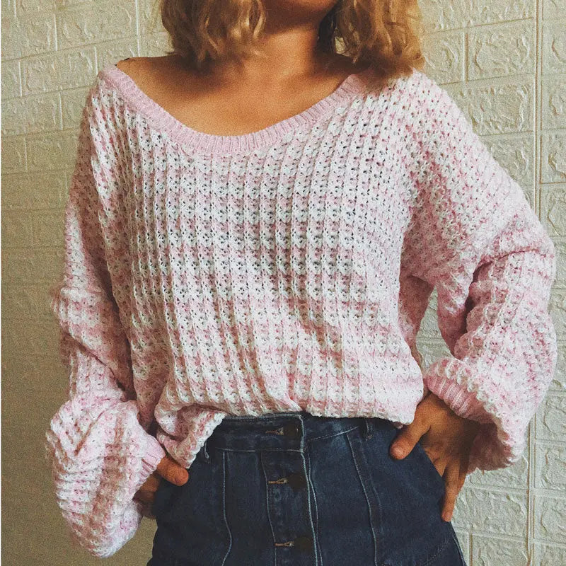 Pullover Striped Women's Knit Sweater Nipaaj