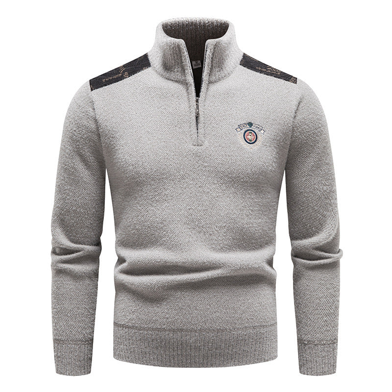 Velvet Stand Collar Thickened Men's Clothing Sweater
