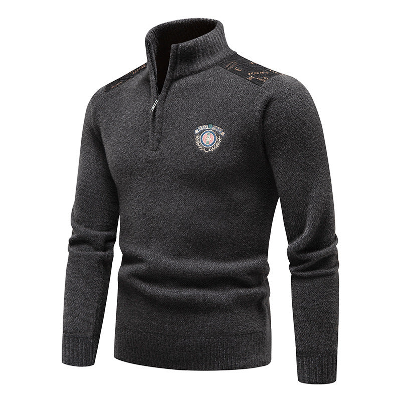 Velvet Stand Collar Thickened Men's Clothing Sweater