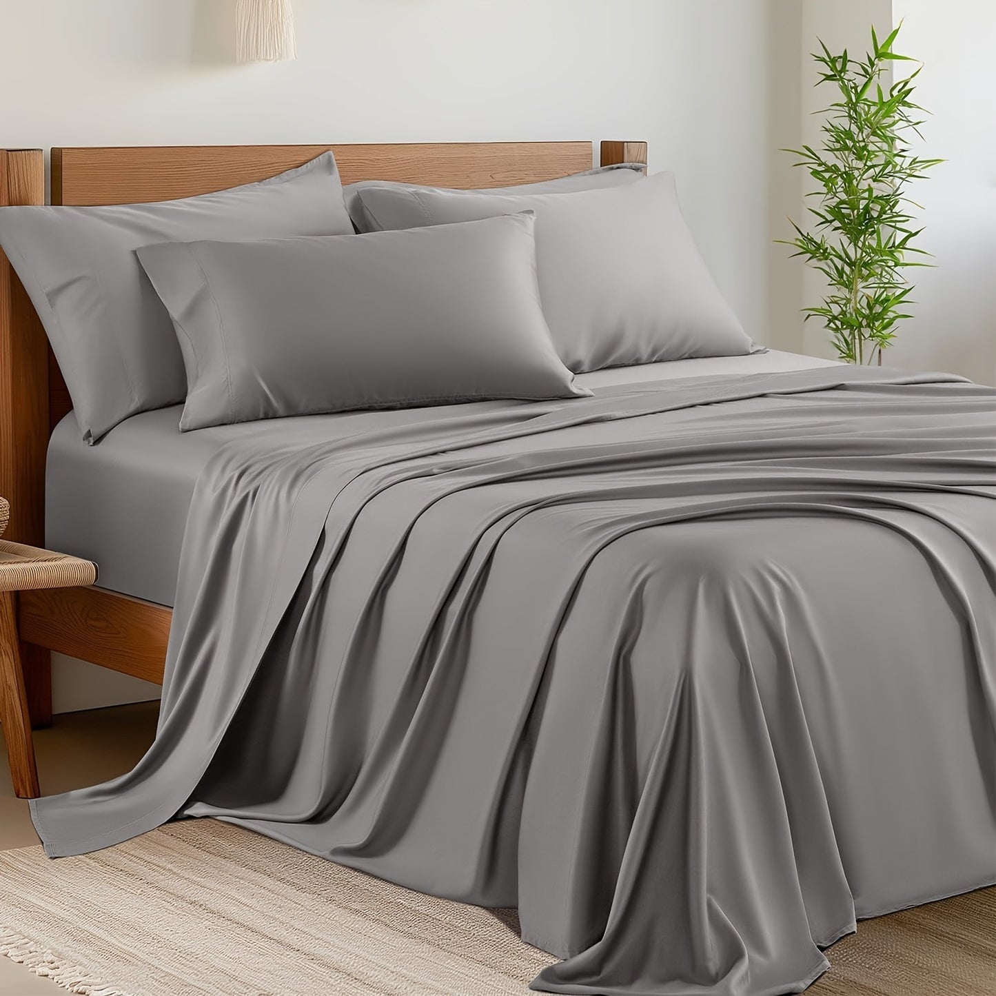 6pcs Bed Sheet Sets Blend Rayon Derived From Bamboo