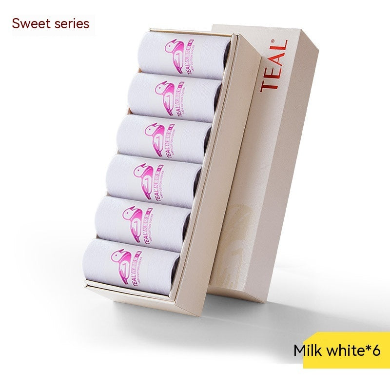 Antibacterial Deodorant Thread Socks Boneless Stitched Candy Solid Color