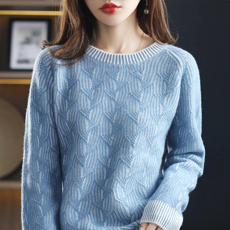 Women's Round Neck Pullover Thickened Cashmere Sweater Nipaaj