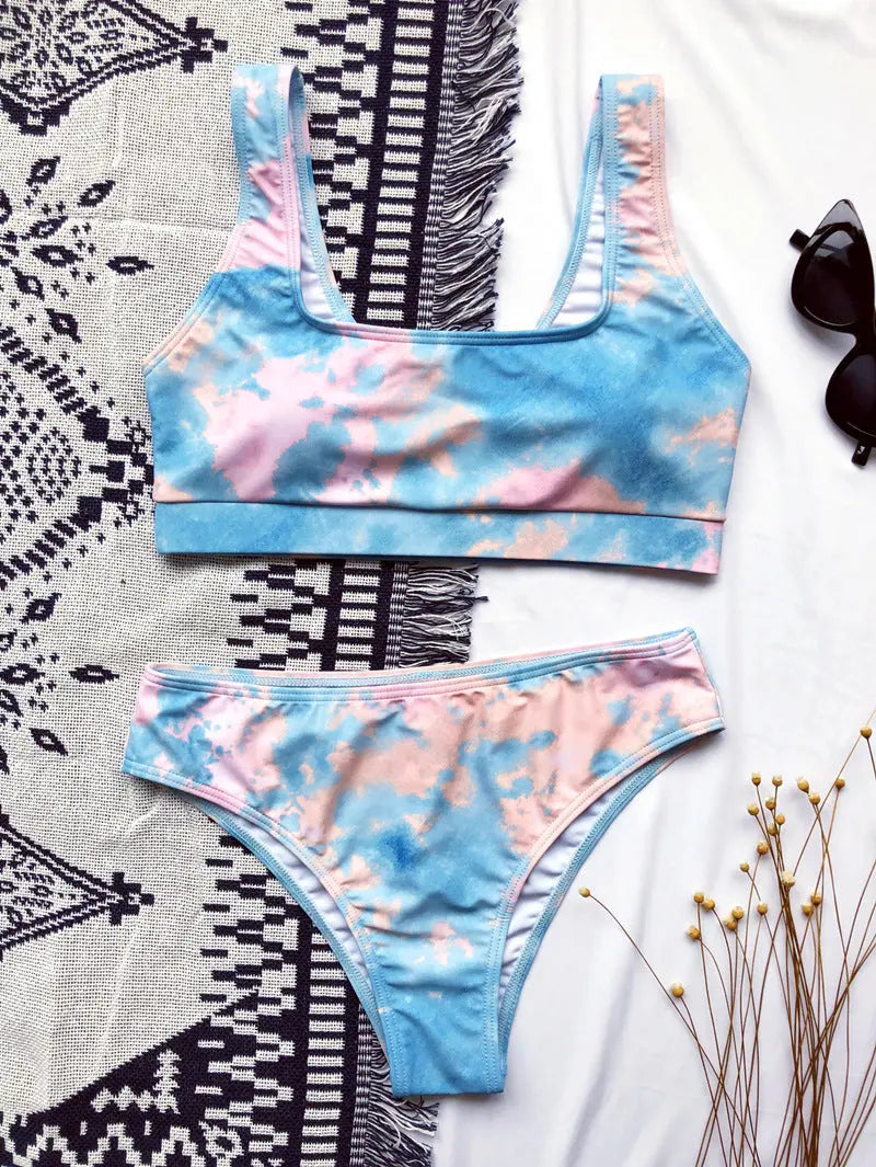 Sexy Tie-dye Print Bikini Women Bikini Set Push Up Swimsuit Female Biquini Brazilian Bathing Suits Beach Wear Swimming Suit null