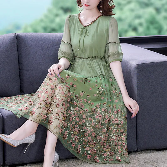 Summer Hangzhou Heavy Silk Silk Dress Female High-end null