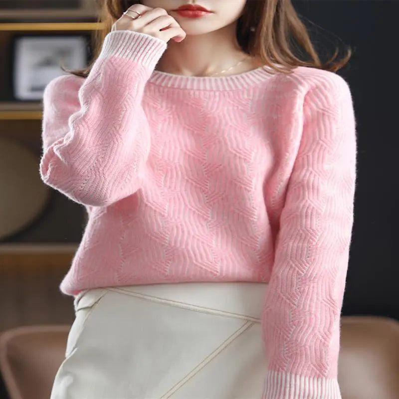 Women's Round Neck Pullover Thickened Cashmere Sweater Nipaaj