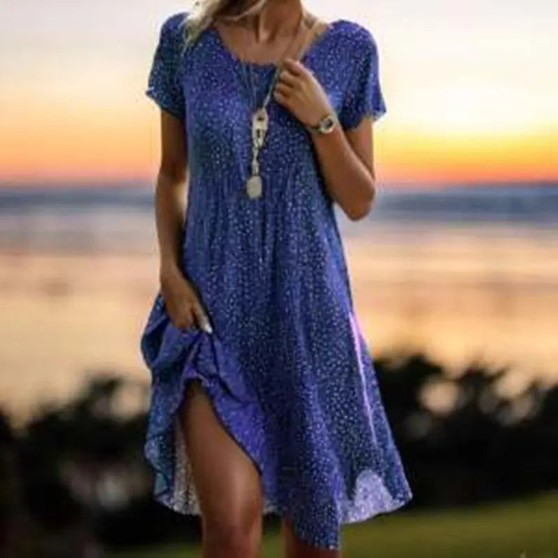 Women's Artistic Ethnic Style Scoop Mid-length Dress null
