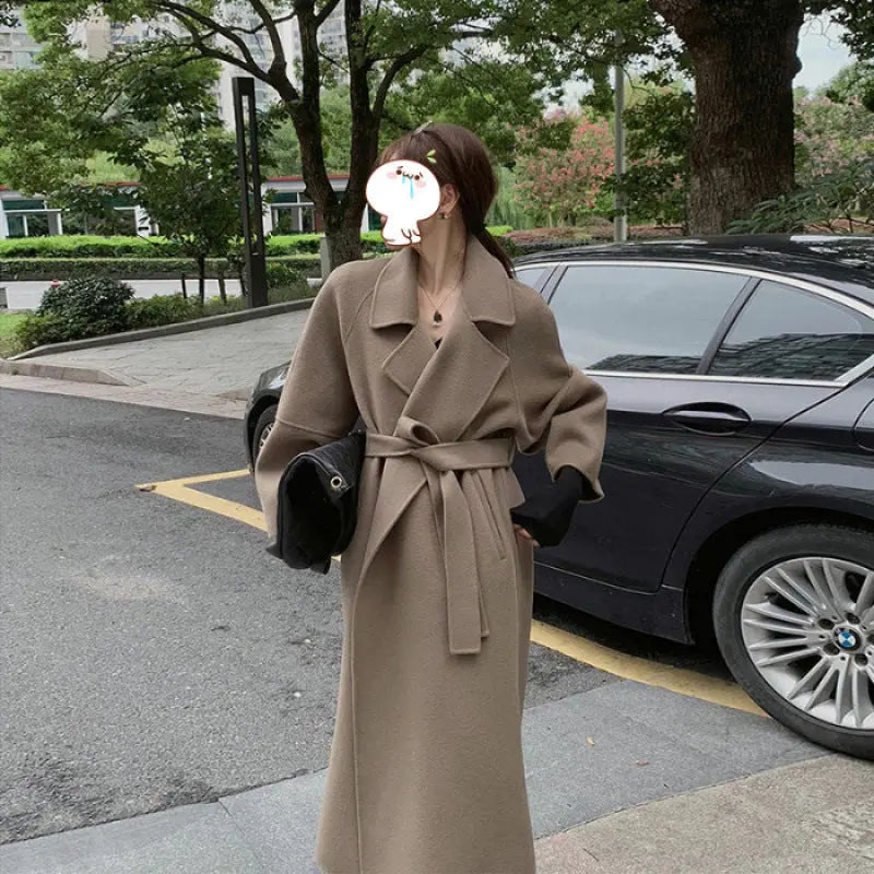 Mid-length Fall Winter Fashion Socialite Below-the-knee Coat null