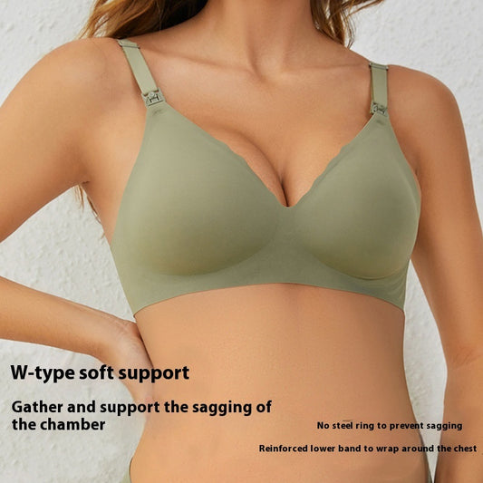 Jelly Glue Soft Support Thin Wireless One-piece Fixed Cup Nursing Underwear