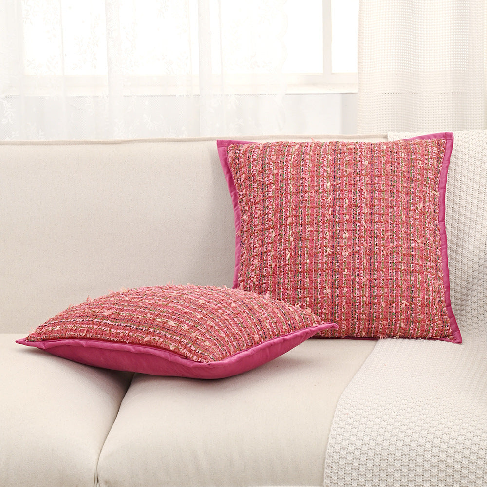 Rose Red Jacquard Girly Style Pillow Sofa Living Room Nordic Ins Cream Style Throw Pillowcase