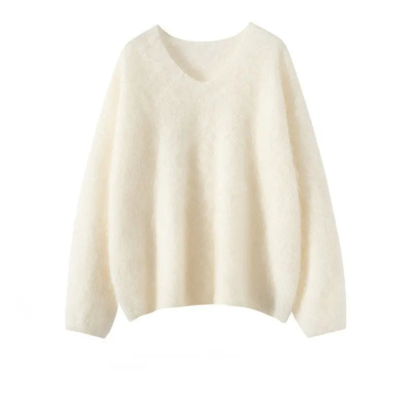 V-neck Autumn And Winter Lazy And Loose Soft Glutinous Sweater Nipaaj