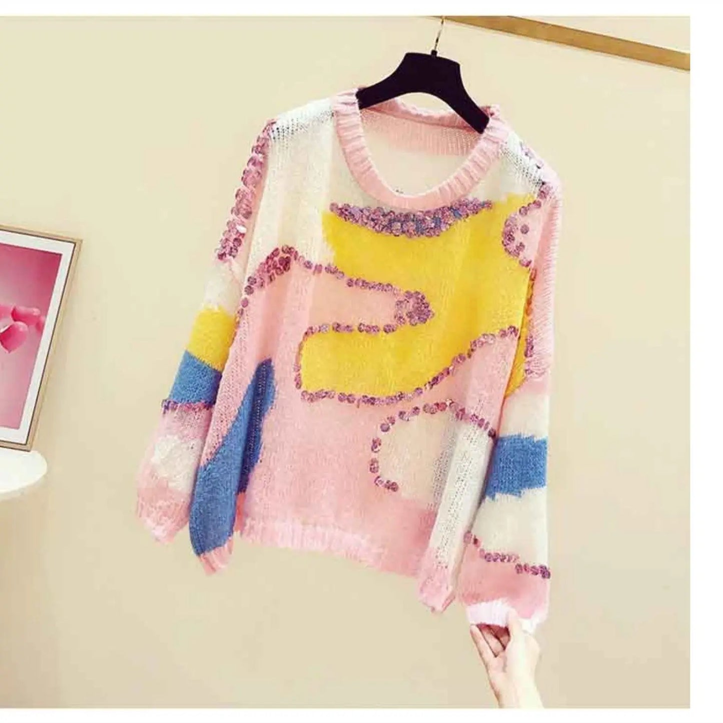 Contrast Color Loose And Slim Sweater Nipaaj