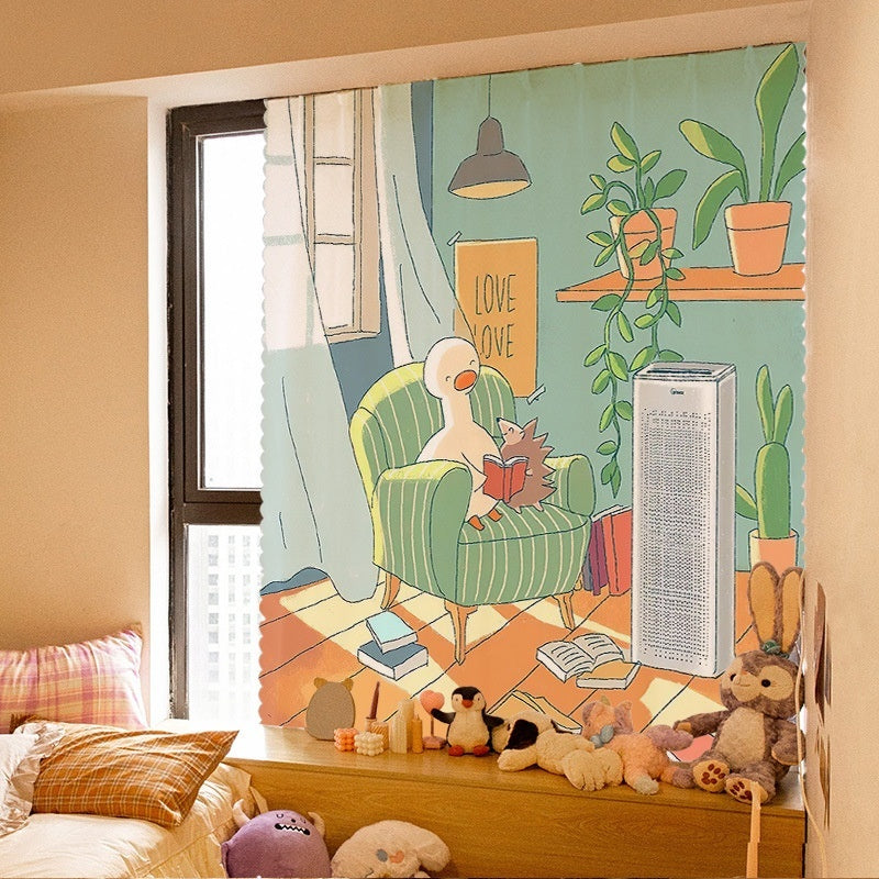 Nordic Ins Bedroom Dorm Household Simple Velcro Curtain Paste Punch-free Shading Stock Clearance Cloth