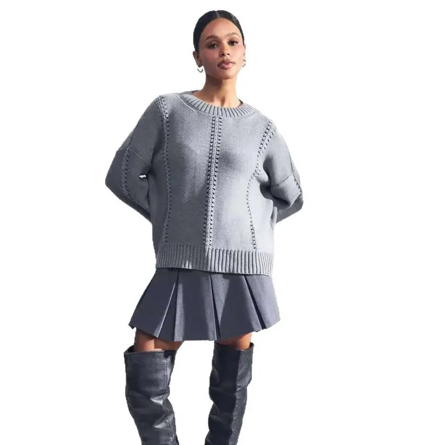 Loose Round Neck Idle Style Sweater Nipaaj