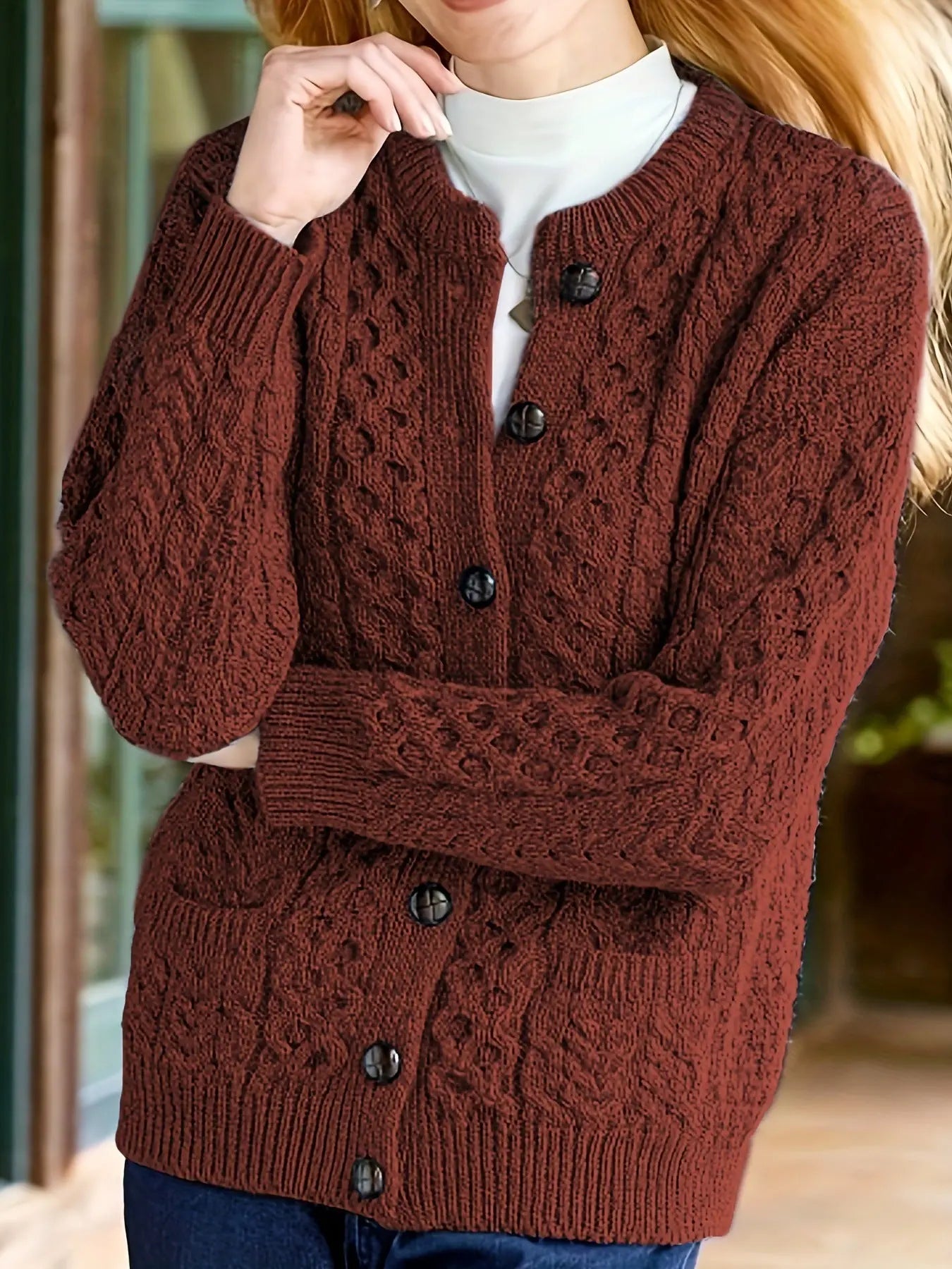 Women's Casual Knit Cardigan Sweater Cozy Long Sleeve Nipaaj