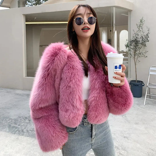 New Whole Skin Fox Fur Coat Female null