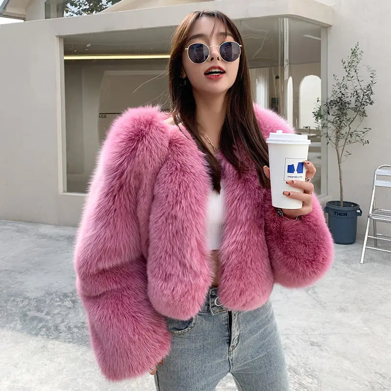 New Whole Skin Fox Fur Coat Female null