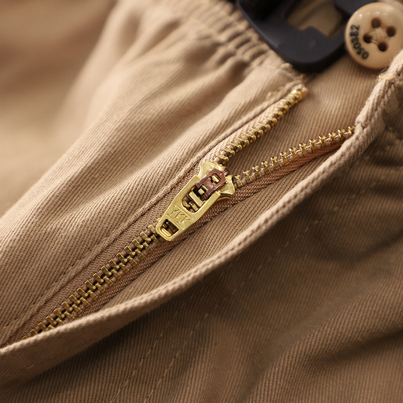 Men's Trousers Cotton Buckle Overalls Retro Pants