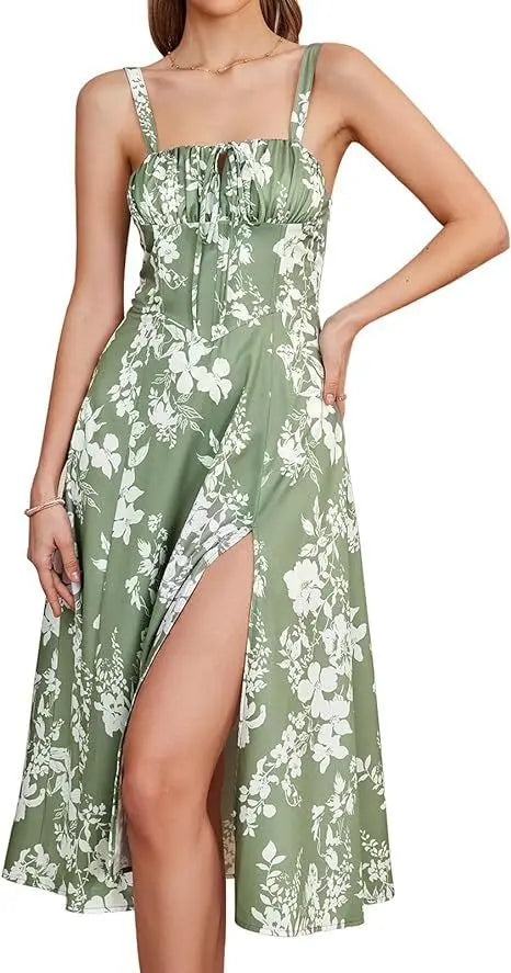 Mid-length Corset Elegant Slit Lace-up Women's Outing Leisure Dress null