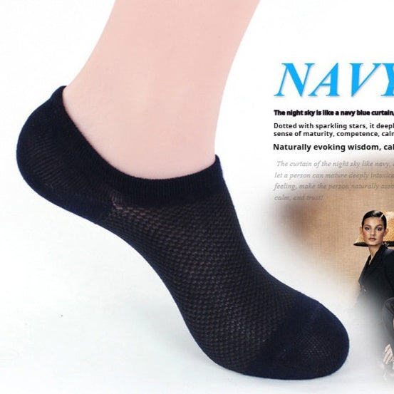 Summer Men's Bamboo Fiber Mesh Invisible Boat Socks
