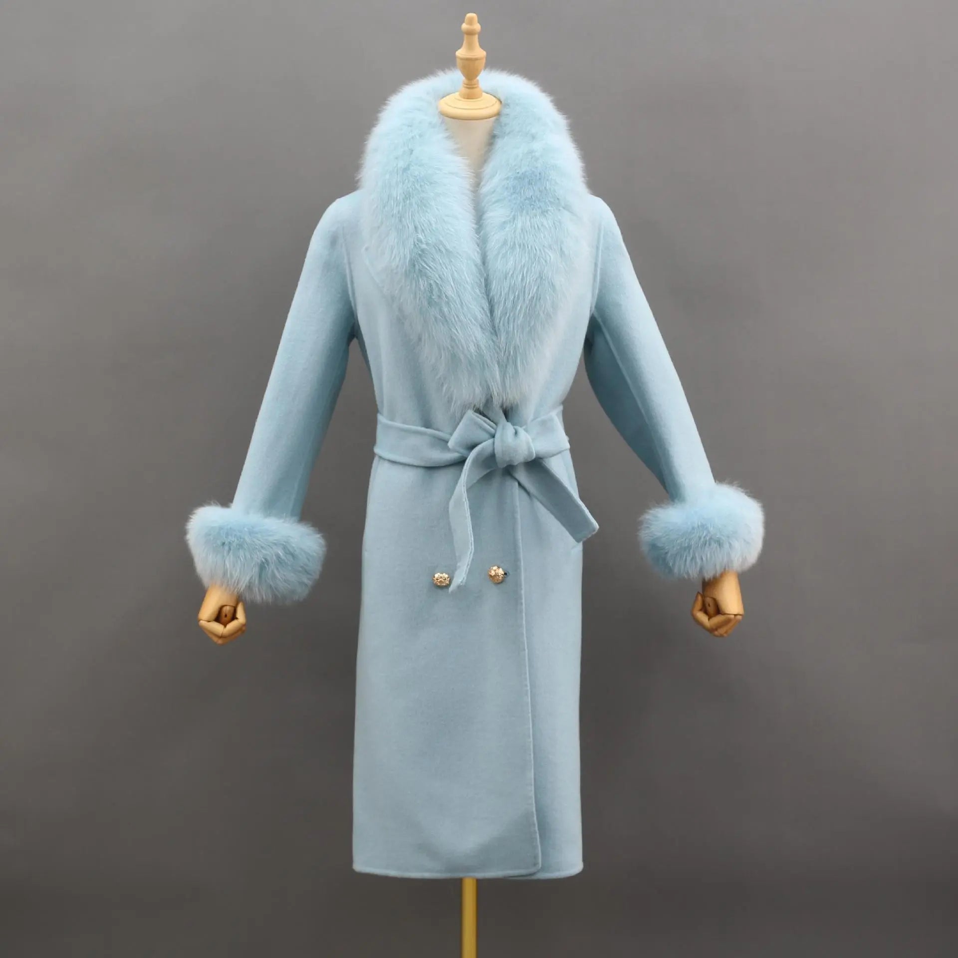 Fox Fur Leader Mouth Detachable Green Fruit Collar Double-sided Coat null