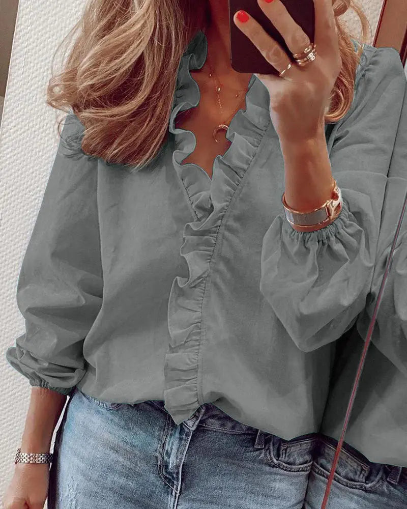 European and American new long-sleeved ruffled shirt Nipaaj