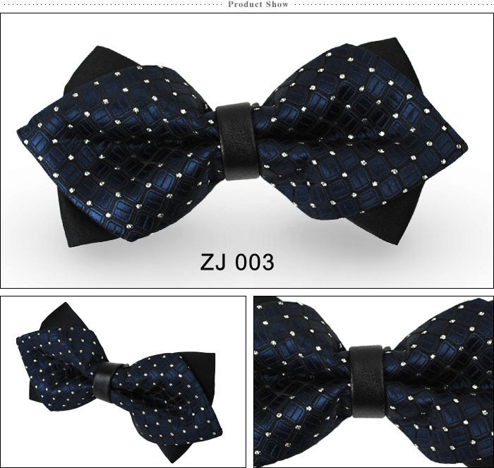 Men's casual Plaid pointed corner Korean British bow tie