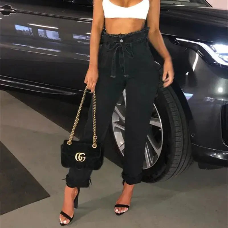 High-waisted Washed Pencil Pants Spring Sexy Temperament European And American Plus Size Denim Jeans For Women Nipaaj