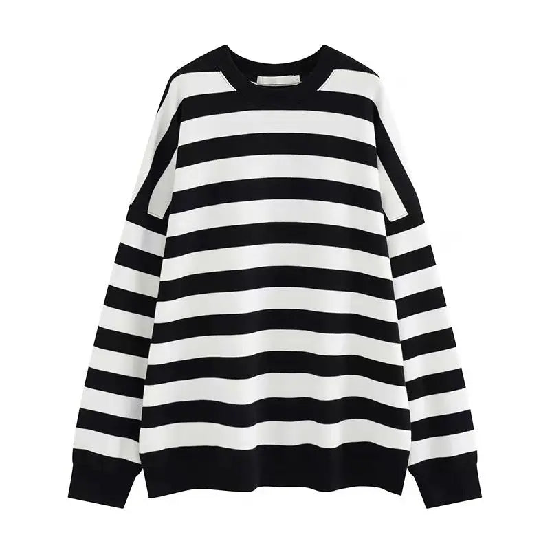 Fashion Striped Pullover Sweatshirt Women Nipaaj