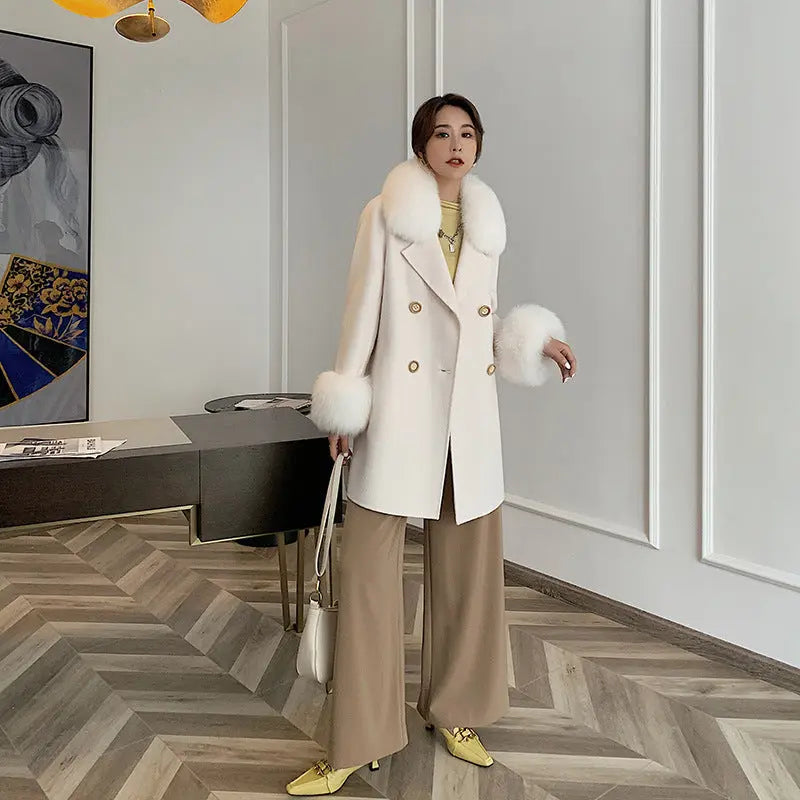Double Sided Wool Coat Women's Medium Long Coat null